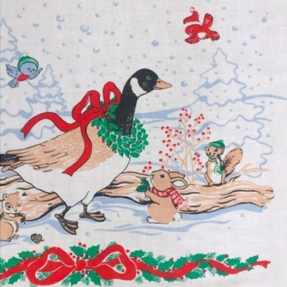 CHRISTMAS Kitchen Towel Deer Duck Cotton Set Of 4 - Picture 3 of 5